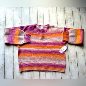 Girls Crew Neck Balloon Sleeve Pink Knit Sweater Pullover Plus Size XL 14-16 NEW